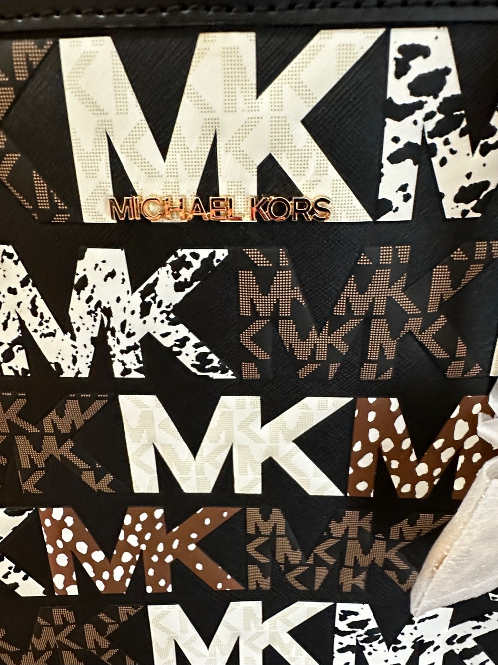 Michael Kors Black, Brown & White Logo Print Tote - Picture 5 of 10